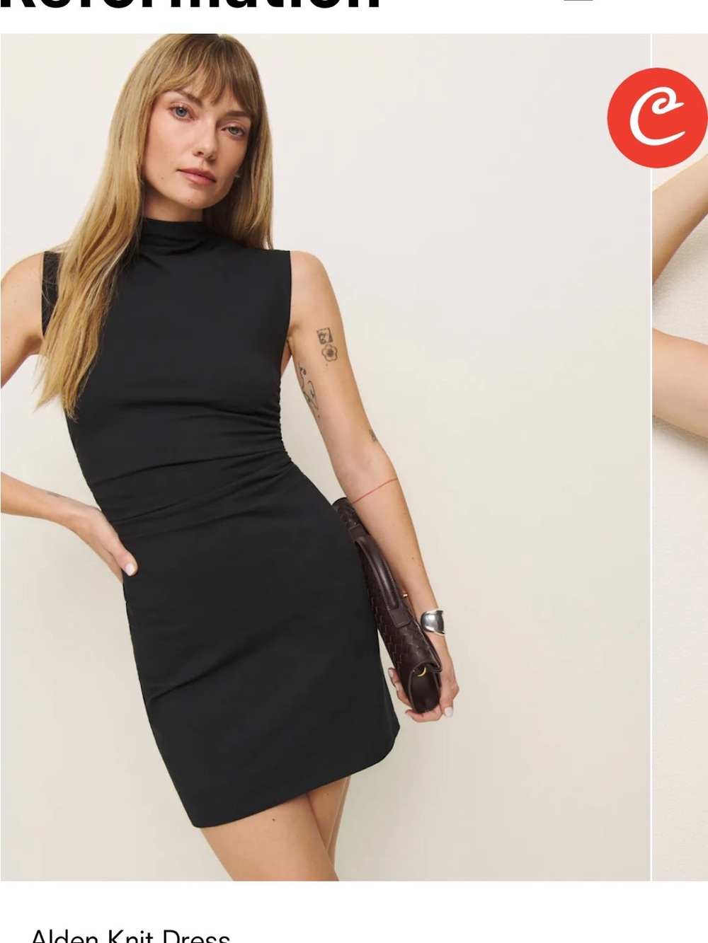 NWT Reformation Alden knit Mini Dress - Black
